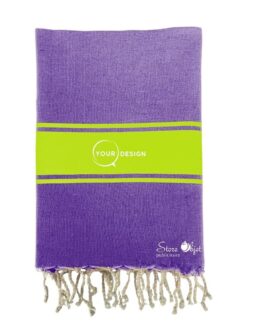 Fouta plate authentique bicolore violet et vert citron