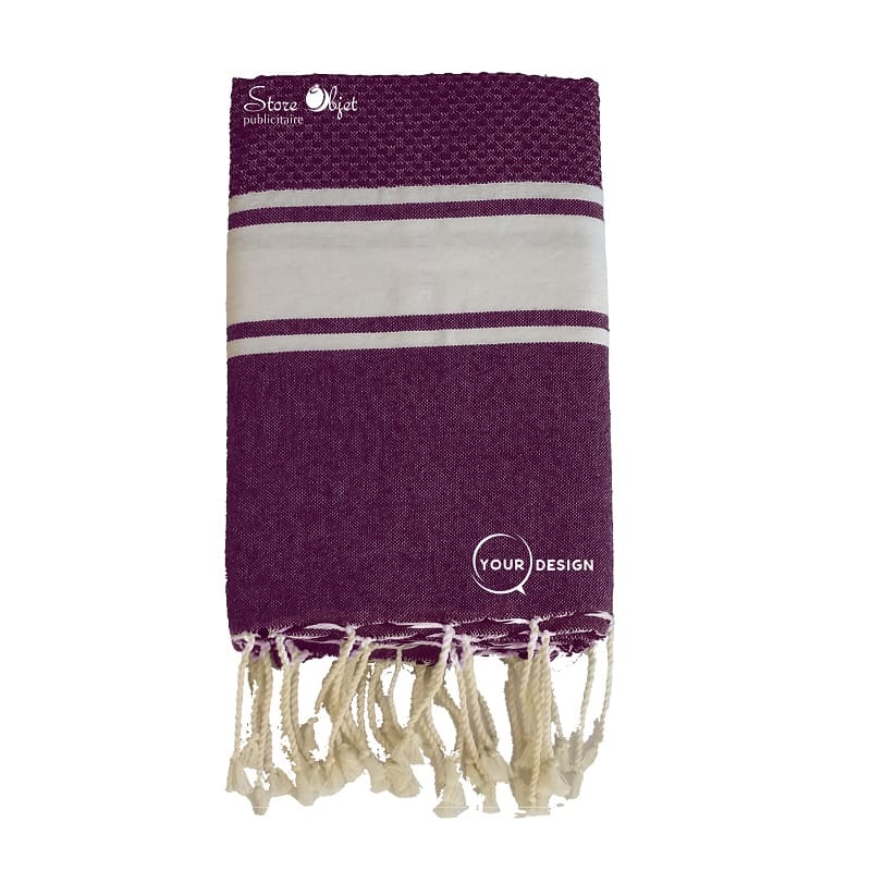 fouta-mixte-plate-nid-d-abeille-aubergine-tunisie-store-objet-publicitaire