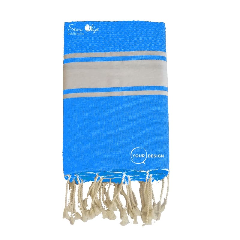 fouta-mixte-plate-nid-d-abeille-bleu-azur-tunisie-store-objet-publicitaire