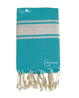 Fouta mixte plate et nid d’abeille bleu canard