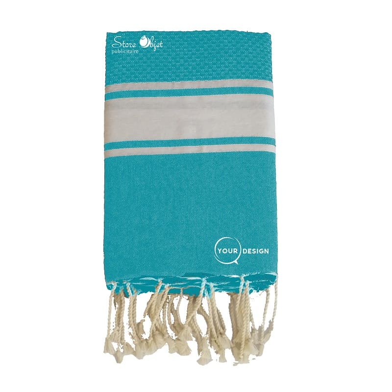 fouta-mixte-plate-nid-d-abeille-bleu-canard-tunisie-store-objet-publicitaire