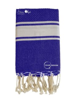 Fouta mixte plate et nid d’abeille bleu nuit