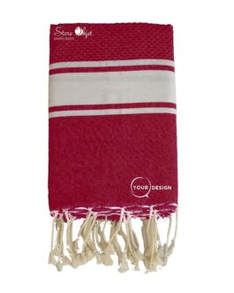 Fouta mixte plate et nid d’abeille bordeaux