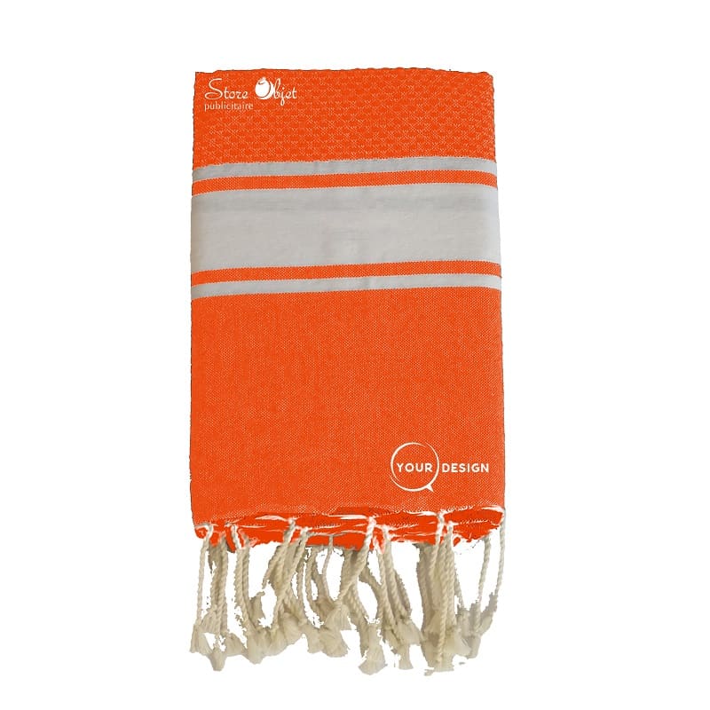 fouta-mixte-plate-nid-d-abeille-corail-tunisie-store-objet-publicitaire