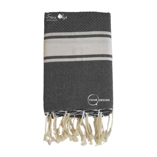 fouta-mixte-plate-nid-d-abeille-gris-anthracide-tunisie-store-objet-publicitaire