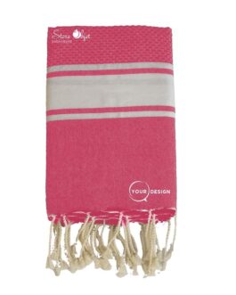 Fouta mixte plate et nid d’abeille magenta