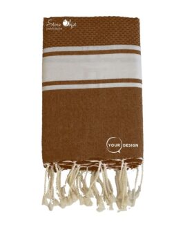 Fouta mixte plate et nid d’abeille marron