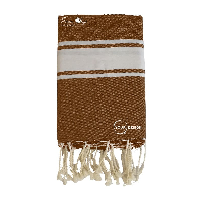 fouta-mixte-plate-nid-d-abeille-marron-tunisie-store-obmixtejet-publicitaire