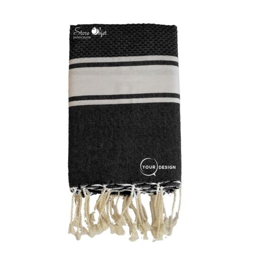 fouta-mixte-plate-nid-d-abeille-noir-tunisie-store-objet-publicitaire