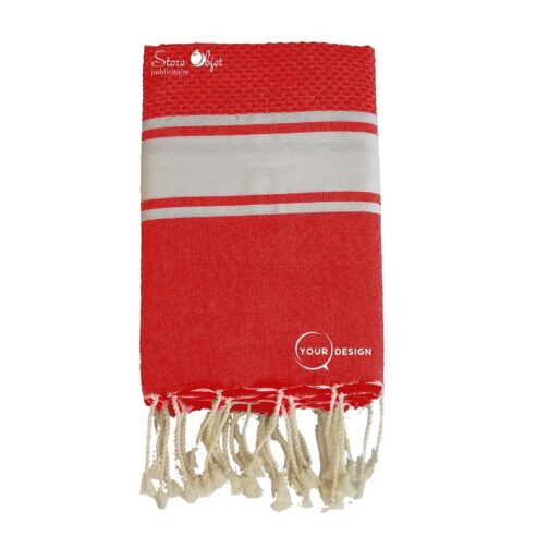 fouta-mixte-plate-nid-d-abeille-rouge-cerise-tunisie-store-objet-publicitaire