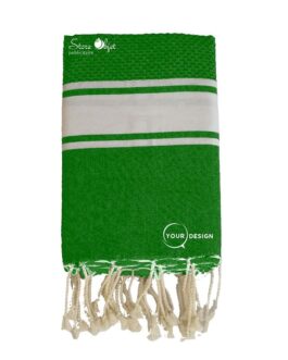 Fouta mixte plate et nid d’abeille vert foncé