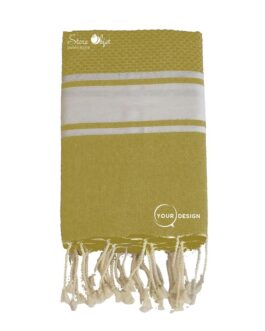 Fouta mixte plate et nid d’abeille vert kaki