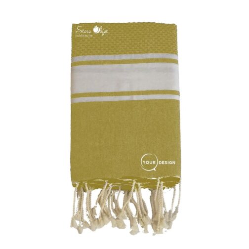 fouta-mixte-plate-nid-d-abeille-vert-kaki-tunisie-store-objet-publicitaire