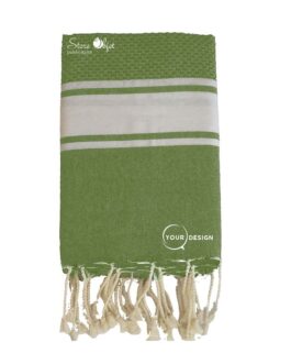 Fouta mixte plate et nid d’abeille vert olive