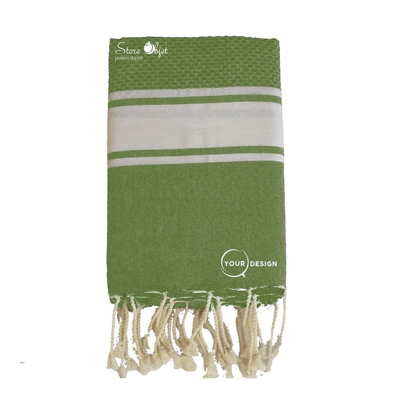 fouta-mixte-plate-nid-d-abeille-vert-olive-tunisie-store-objet-publicitaire