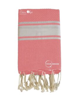 Fouta mixte plate et nid d’abeille rose