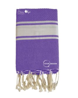 Fouta mixte plate et nid d’abeille violet