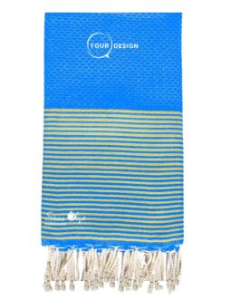 Fouta nid d’abeille azur lurex doré