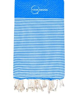 Fouta nid d’abeille rayée azur 100% coton