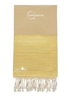 Fouta nid d’abeille beige lurex doré