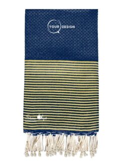 Fouta nid d’abeille bleu marine lurex doré