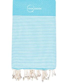 Fouta nid d’abeille rayée bleu pastel 100% coton