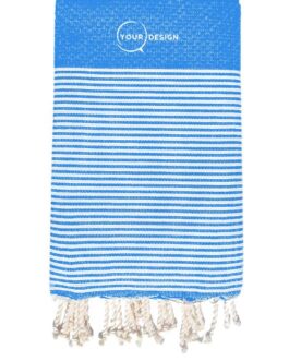 Fouta nid d’abeille rayée bleu roi 100% coton