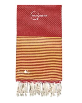 Fouta nid d’abeille fraise écrasée lurex doré