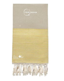 Fouta nid d’abeille grège lurex doré Tunisie