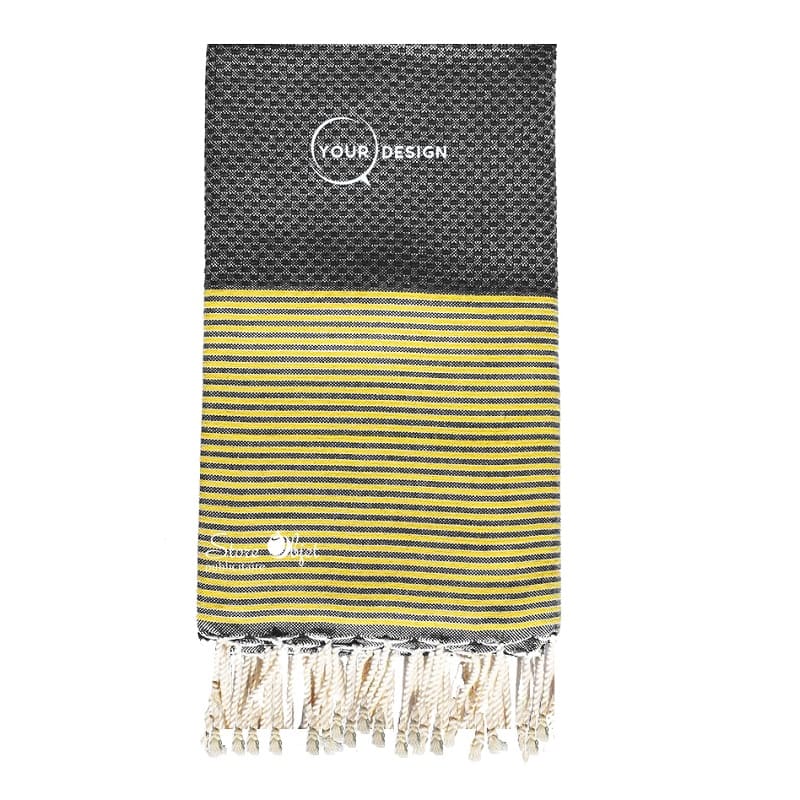 fouta-nid-d-abeille-gris-anthracide-lurex-dore-tunisie-store-objet-publicitaire.