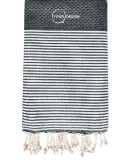 Fouta nid d’abeille rayée gris anthracide 100% coton