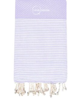 Fouta nid d’abeille rayée gris lin 100% coton