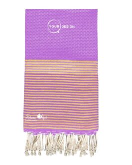 Fouta nid d’abeille lilas lurex doré