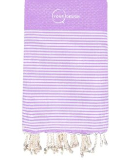 Fouta nid d’abeille rayée parme 100% coton