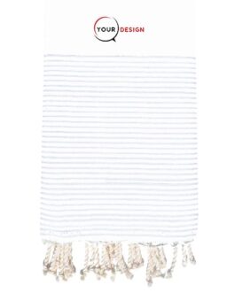 Fouta nid d’abeille rayée blanche 100% coton