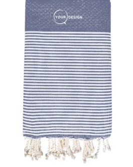 Fouta nid d’abeille rayée bleu ardoise 100% coton