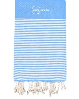 Fouta nid d’abeille rayée bleu ciel 100% coton