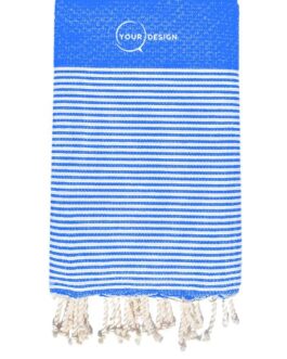 Fouta nid d’abeille rayée bleu électrique 100% coton