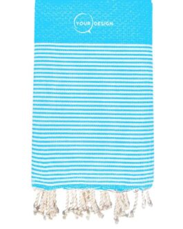 Fouta nid d’abeille rayée bleu glacier 100% coton