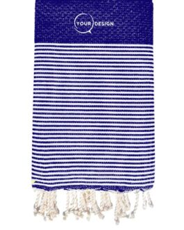 Fouta nid d’abeille rayée bleu nuit 100% coton