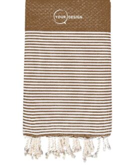 Fouta nid d’abeille rayée canelle 100%