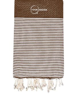 Fouta nid d’abeille rayée chocolat 100% coton