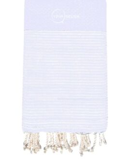 Fouta nid d’abeille rayée lavande 100% coton