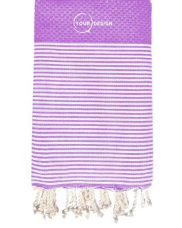 Fouta nid d’abeille rayée lilas 100% coton