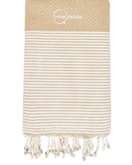 Fouta nid d’abeille rayée ocre 100% coton