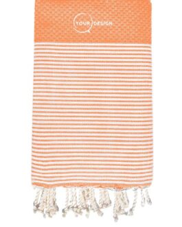 Fouta nid d’abeille rayée orange sauman 100% coton