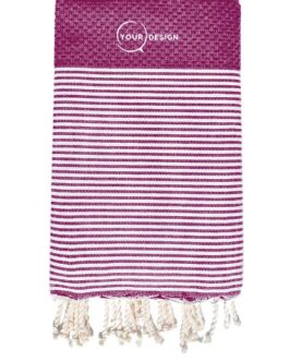 Fouta nid d’abeille rayée prunelle 100% coton