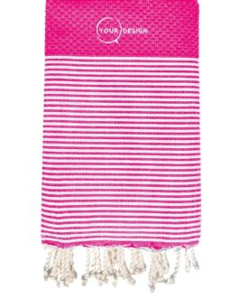 Fouta nid d’abeille rayée rose fushia 100% coton