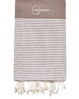 Fouta nid d’abeille rayée taupe 100% coton