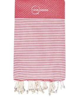 Fouta nid d’abeille rayée terracotta 100% coton